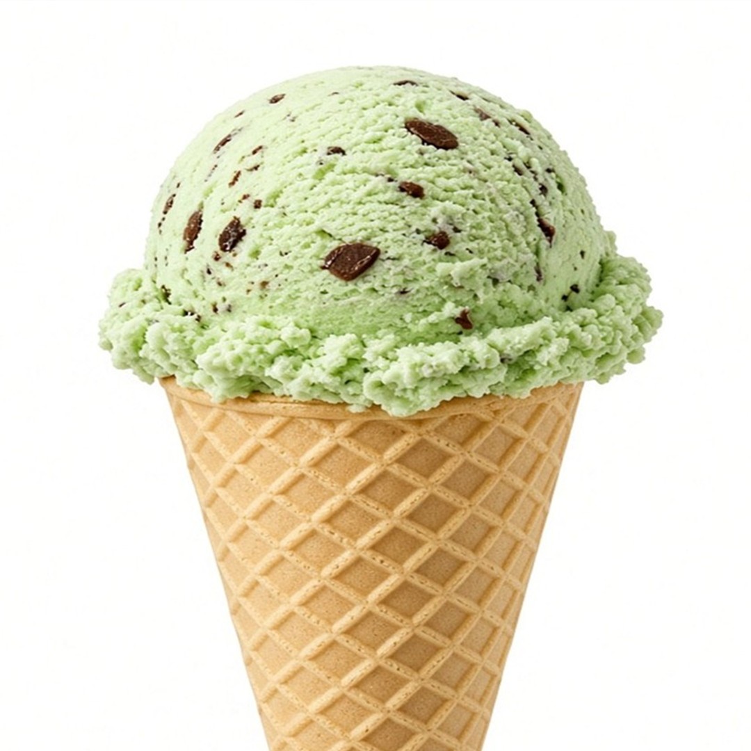 Sorvete de menta flocada da Casquinha Sorvetes